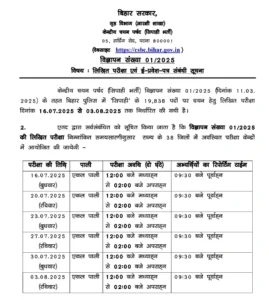 Bihar Police Constable Exam Date 2025